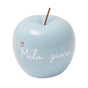 Mela decorativa Palais Royal in resina azzurra con scritta Mela Gioco 10,5 cm