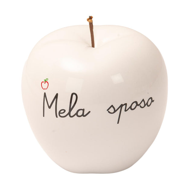 Mela decorativa Sposo Palais Royal in resina bianca opaca 12,5 cm