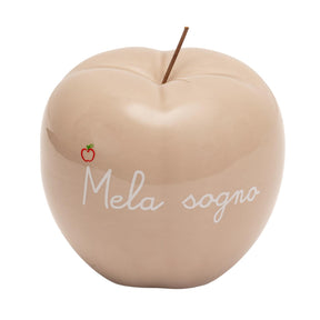 Mela decorativa Palais Royal in resina tortora con scritta Mela Sogno 15 cm