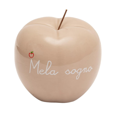 Mela decorativa Palais Royal in resina tortora con scritta Mela Sogno 15 cm