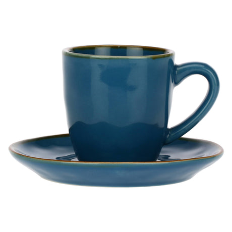 Tazzina caffè con piattino Rose & Tulipani in stoneware blu 90 ml