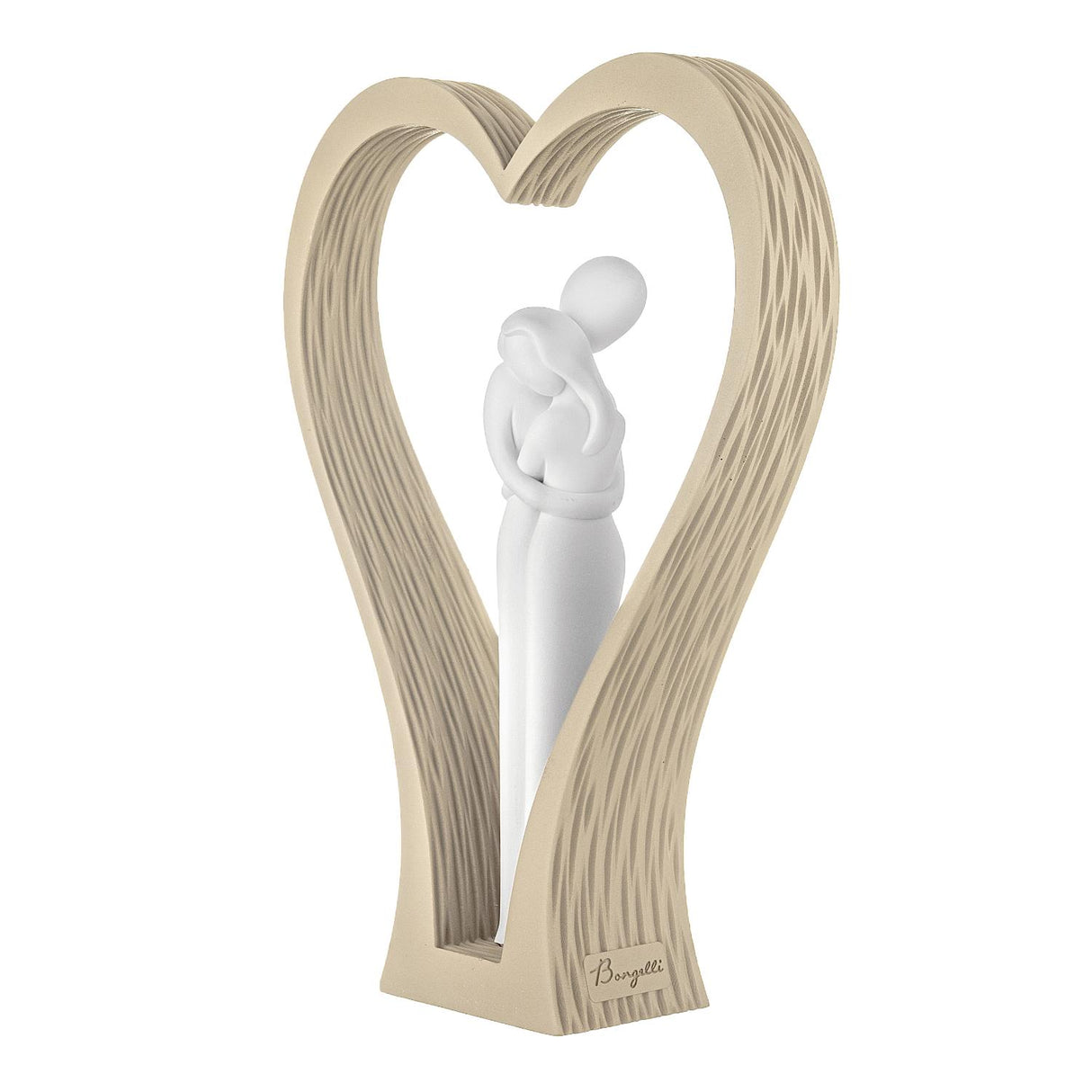 Scultura coppia cuore Bongelli Preziosi in resina color nocciola 18 cm