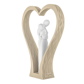 Scultura coppia cuore Bongelli Preziosi in resina color nocciola 18 cm