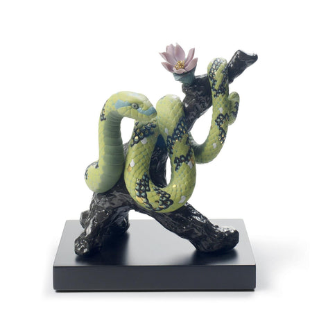 Scultura Il Serpente Lladrò in porcellana finitura lucida 19x18 cm