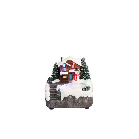Villaggio di Natale Timstor animato con pupazzo di neve e luci LED 13,5 cm