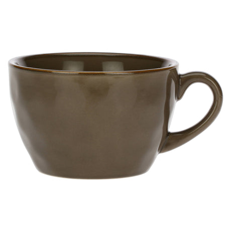 Tazza mug Concerto Rose & Tulipani in stoneware grigio con bordo dorato