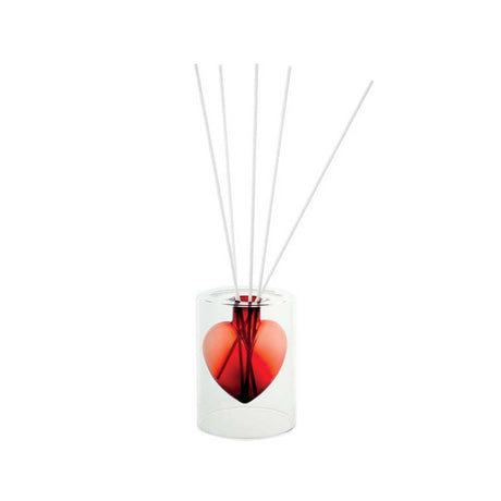 Diffusore fragranza Brandani in vetro trasparente con cuore rosso 9x12 cm