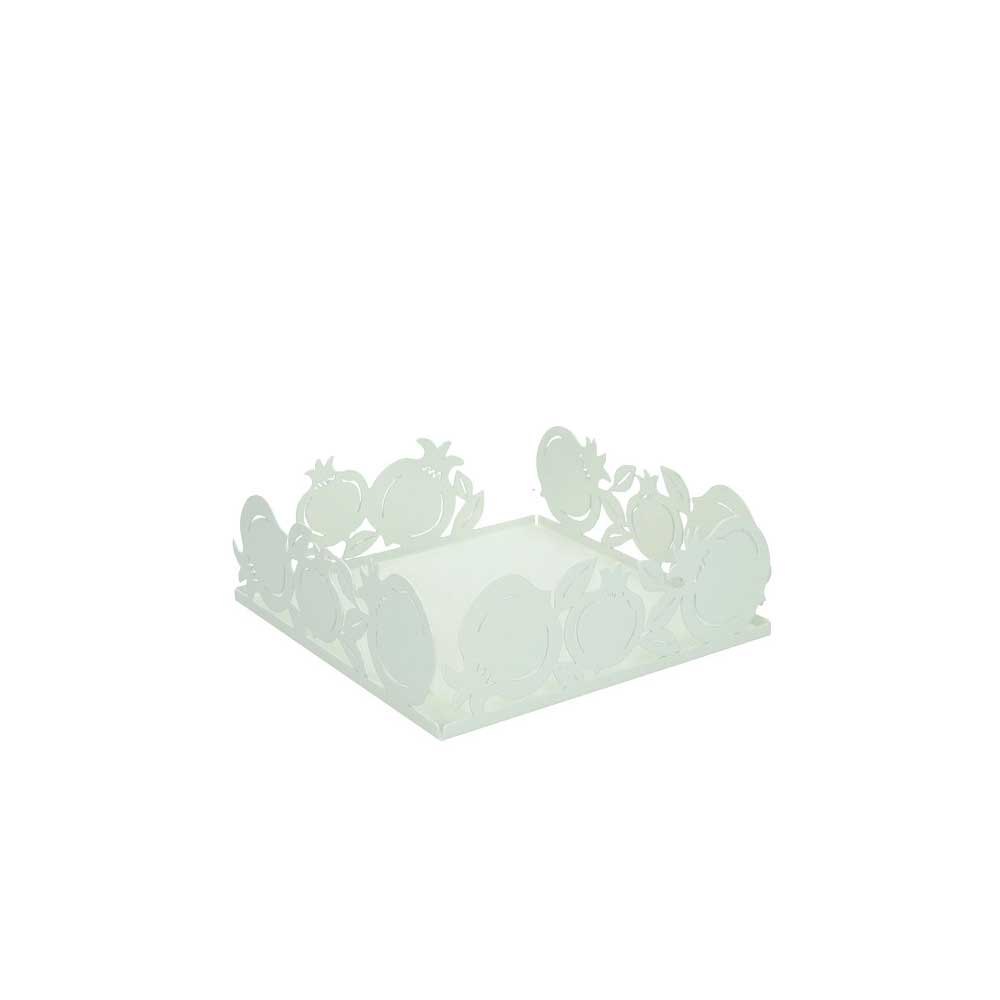 BRANDANI Porta Tovaglioli Melograno Bianco in Metallo 17,5x17,5cm