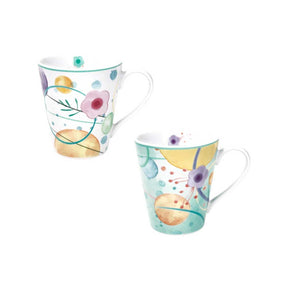 Set 2 mug Bollicine Brandani in porcellana decorata 300 ml