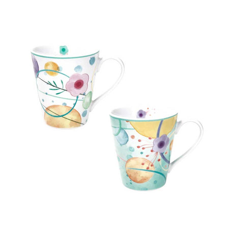 Set 2 mug Bollicine Brandani in porcellana decorata 300 ml