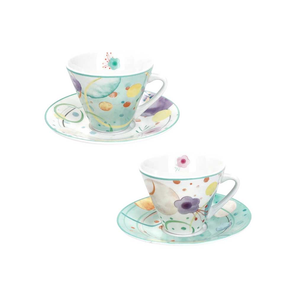 Set 2 tazzine caffè Bollicine Brandani in porcellana con decoro a bolle