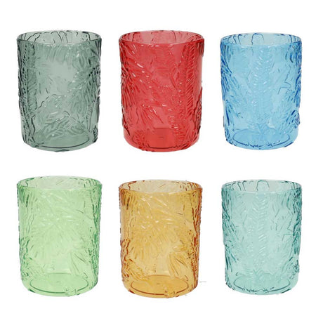 Set 6 bicchieri acqua Brandani in acrilico con decoro tropical 400 ml