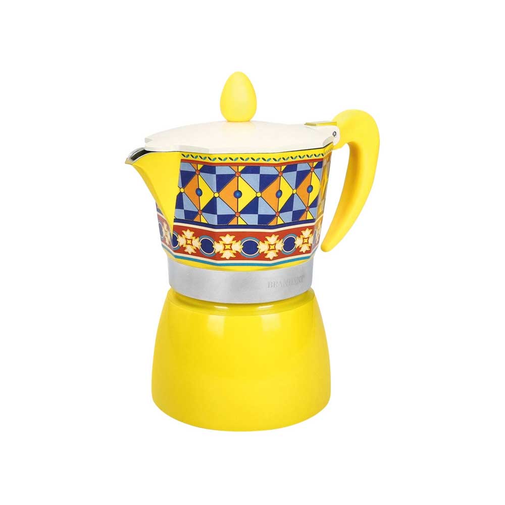 Caffettiera Filomena Brandani in alluminio giallo 3 tazze