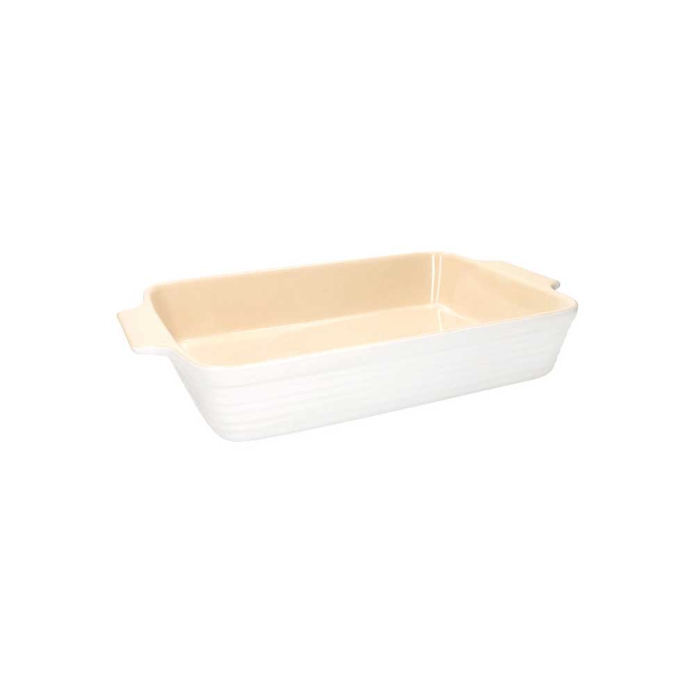 Pirofila rettangolare Brandani in ceramica bianca con manici 44x27 cm