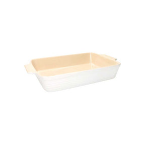Pirofila rettangolare Brandani in ceramica bianca con manici 44x27 cm