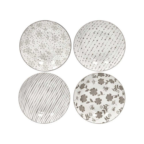 Set 4 piatti fondi Loto Brandani in porcellana color tortora 20 cm