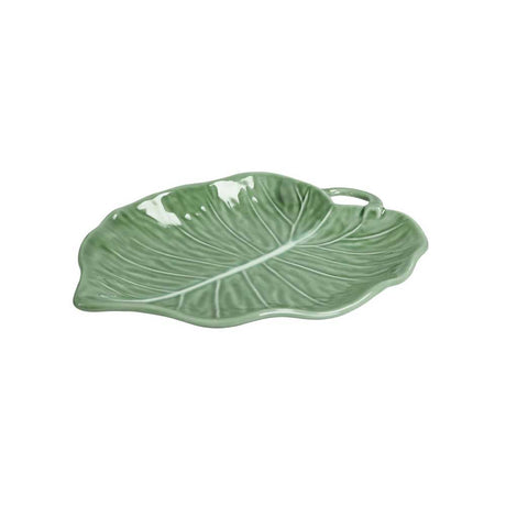 Vassoio Foglia Tiglio Brandani in porcellana bianca decoro verde 25x19 cm
