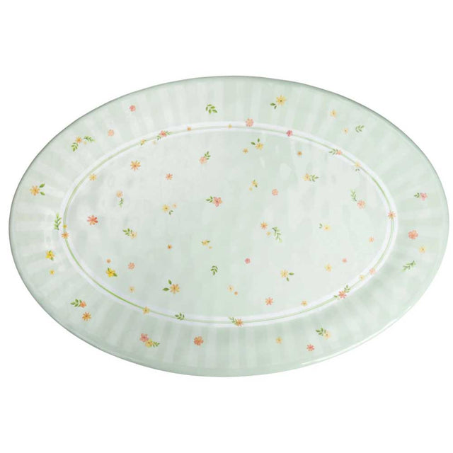Vassoio ovale Polline Brandani in melamina verde motivo nido d'ape 50x35 cm