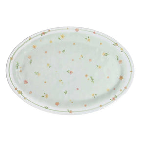 Vassoio ovale Polline Brandani in melamina decoro floreale verde 35,5x25 cm