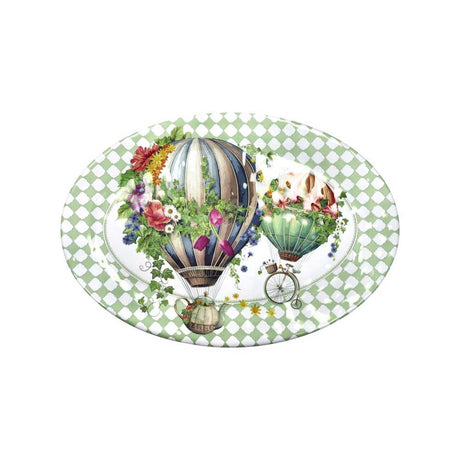 Vassoio ovale Wonderland Brandani in melamina con decoro floreale 50x35,5 cm
