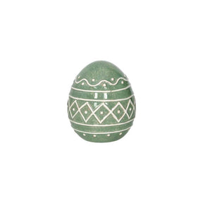 Uovo Buonafortuna Brandani in dolomite verde con decoro 13,5 cm