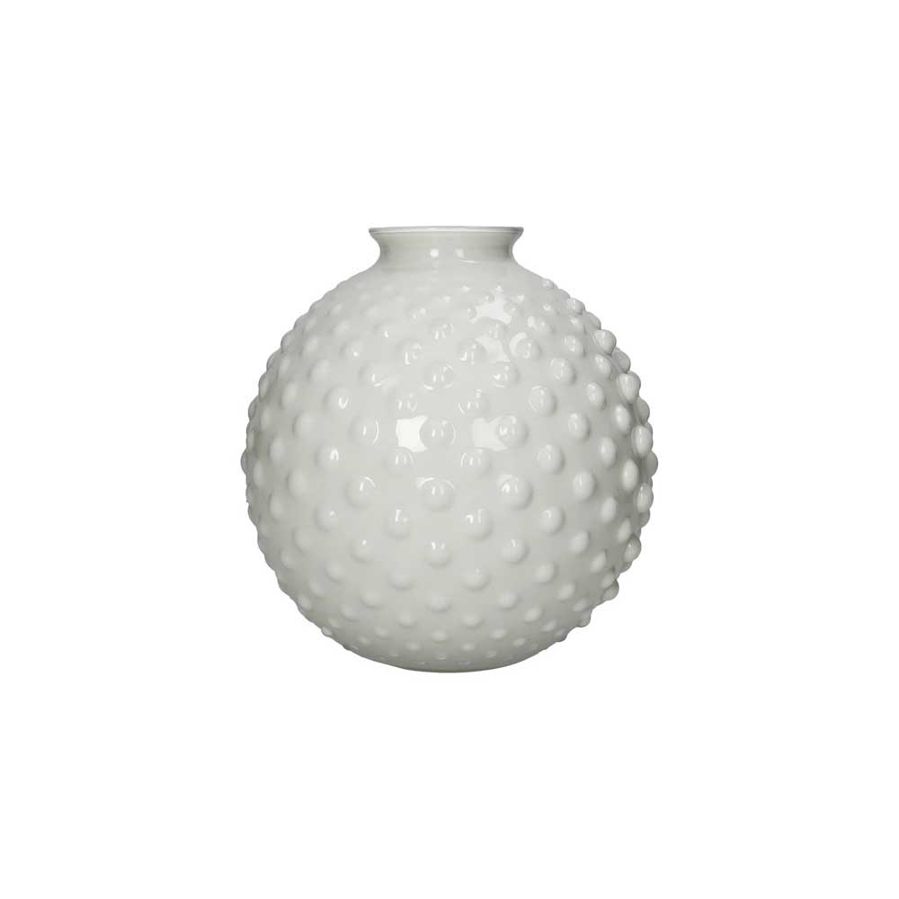 Vaso Bolle Brandani in vetro avorio lavorato a mano 21x22 cm