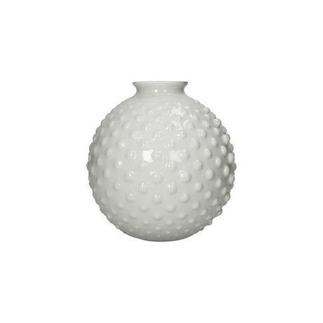 Vaso Bolle Brandani in vetro avorio lavorato a mano 21x22 cm