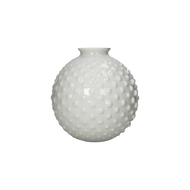 Vaso Bolle Brandani in vetro avorio lavorato a mano 21x22 cm