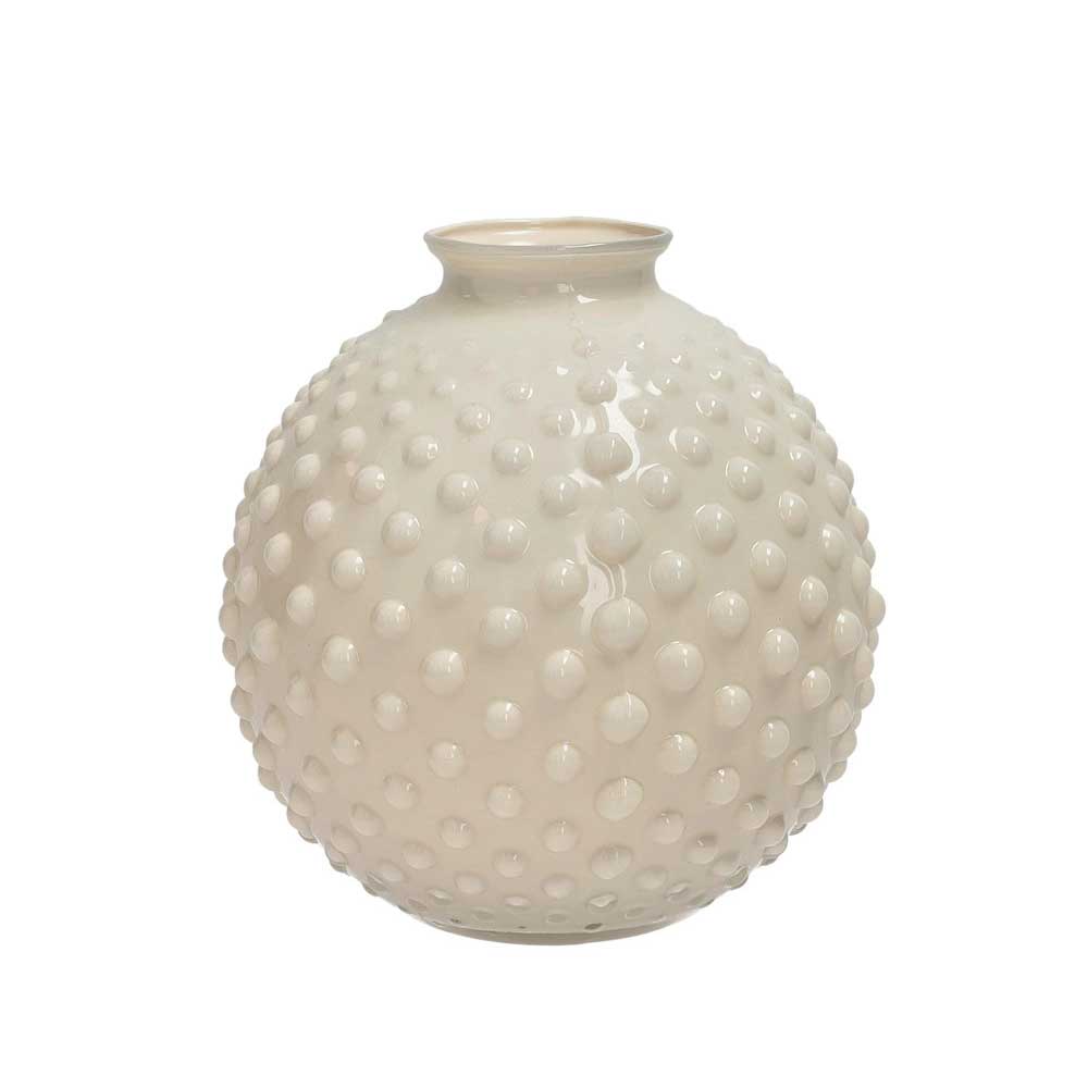 Vaso Bolle Brandani in vetro avorio con texture a bolle 16x17 cm