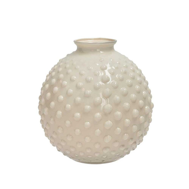 Vaso Bolle Brandani in vetro avorio con texture a bolle 16x17 cm