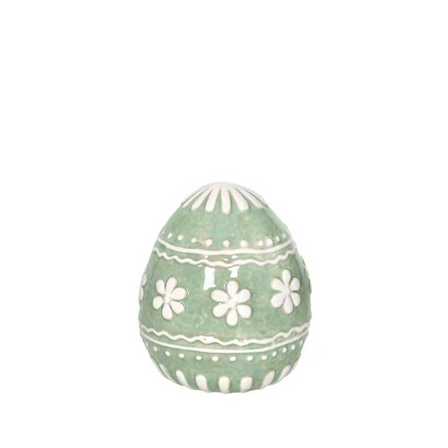 Uovo decorativo Brandani in dolomite verde altezza 12 cm
