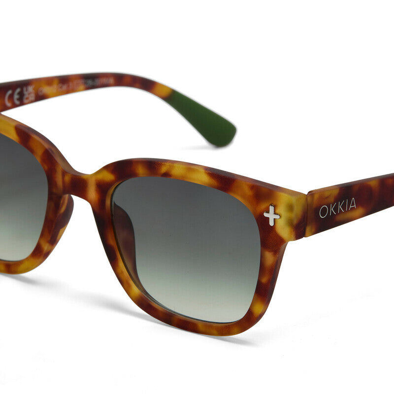 OKKIA Giovanni Occhiali da Sole Unisex Soft Touch Sahara Havana Lenti Verdi