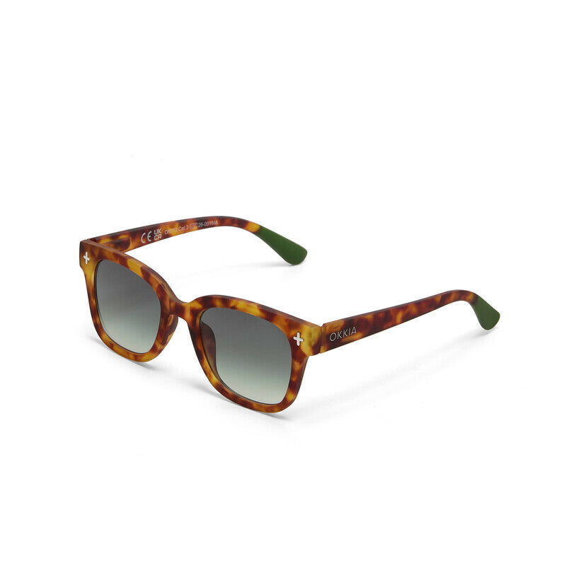 OKKIA Giovanni Occhiali da Sole Unisex Soft Touch Sahara Havana Lenti Verdi