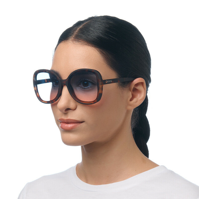 OKKIA Anna Occhiali da Sole Donna Avana Gradiente Blu Rosa