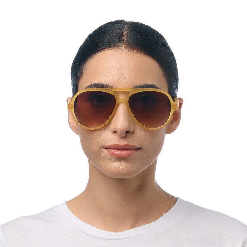 OKKIA Alessio Occhiali da Sole Unisex Goccia Giallo Gradiente Marrone
