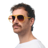 OKKIA Alessio Occhiali da Sole Unisex Goccia Giallo Gradiente Marrone