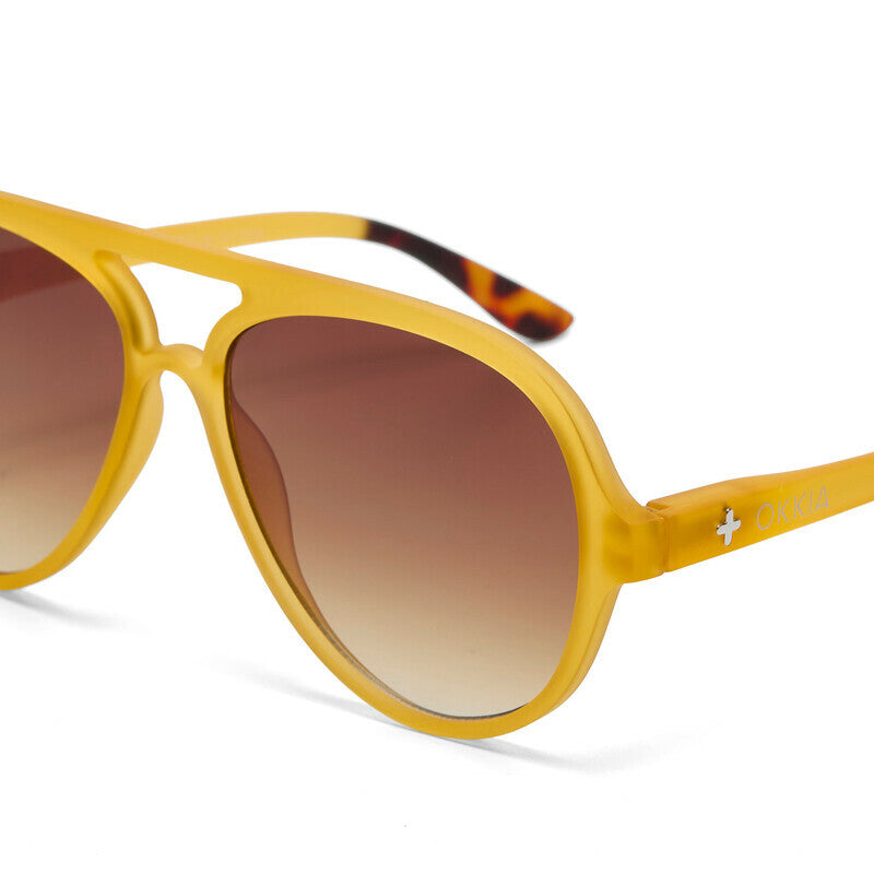 OKKIA Alessio Occhiali da Sole Unisex Goccia Giallo Gradiente Marrone