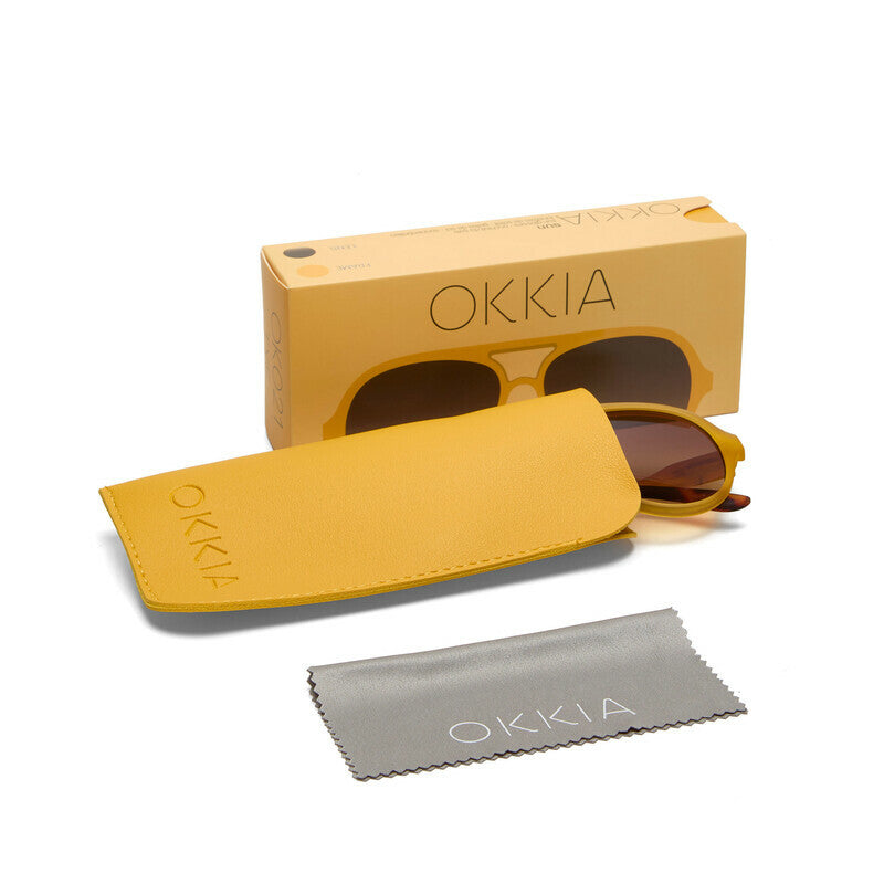 OKKIA Alessio Occhiali da Sole Unisex Goccia Giallo Gradiente Marrone