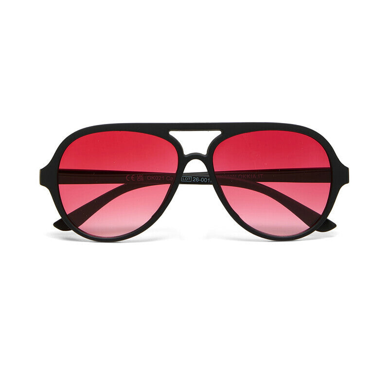 OKKIA Alessio Occhiali da Sole Unisex Goccia Nero Rosso