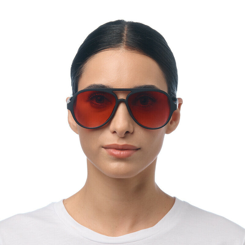 OKKIA Alessio Occhiali da Sole Unisex Goccia Nero Rosso