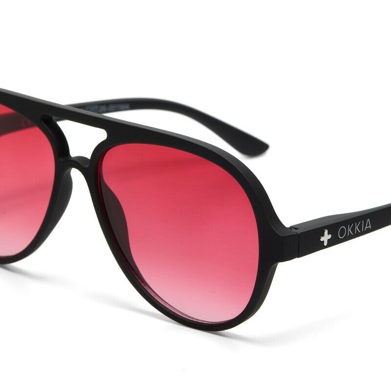 OKKIA Alessio Occhiali da Sole Unisex Goccia Nero Rosso