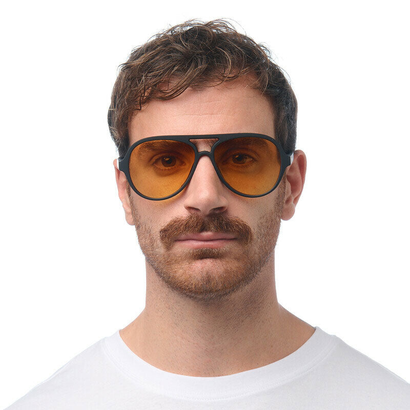 OKKIA Alessio Occhiali da Sole Unisex Goccia Bianco Nero Lenti Gialle