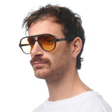 OKKIA Alessio Occhiali da Sole Unisex Goccia Bianco Nero Lenti Gialle