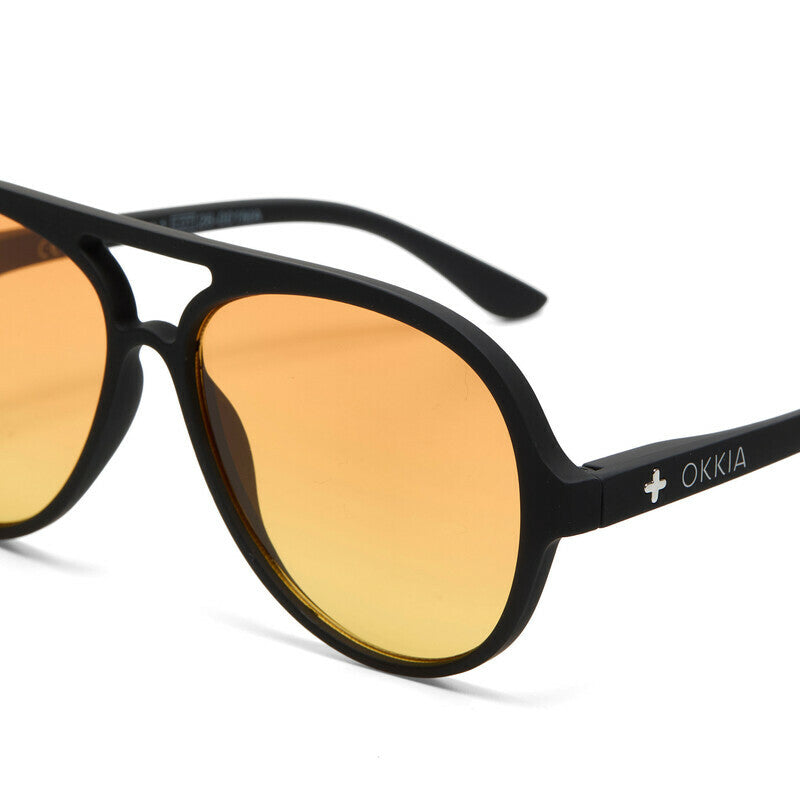 OKKIA Alessio Occhiali da Sole Unisex Goccia Bianco Nero Lenti Gialle