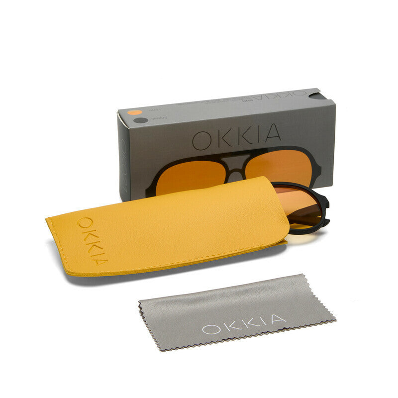 OKKIA Alessio Occhiali da Sole Unisex Goccia Bianco Nero Lenti Gialle