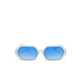 OKKIA Andrea Occhiali da Sole Unisex Esagonale Bianco Trasparente Blu
