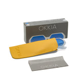 OKKIA Andrea Occhiali da Sole Unisex Esagonale Bianco Trasparente Blu