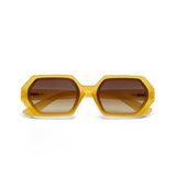 OKKIA Andrea Occhiali da Sole Unisex Esagonale Giallo Gradiente Marrone