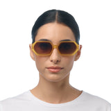 OKKIA Andrea Occhiali da Sole Unisex Esagonale Giallo Gradiente Marrone