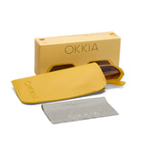 OKKIA Andrea Occhiali da Sole Unisex Esagonale Giallo Gradiente Marrone